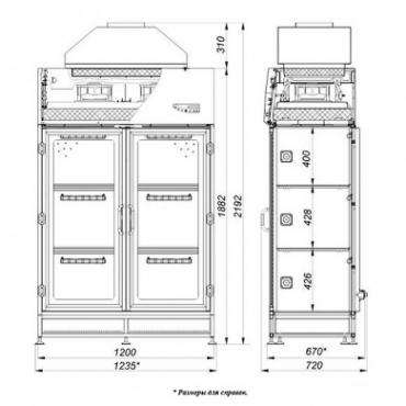 Шкаф содержания лабораторных животных с комбинированной фильтрацией удаляемого воздуха 1200х720х2192